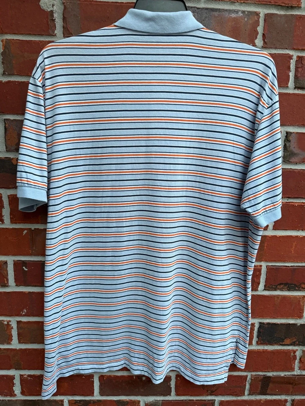 Polo Ralph Lauren Men’s XL Light Blue Navy & Orange Striped Polo Shirt P1